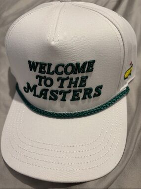 Masters White Cap with Green Embroidered Text